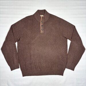 RedHead Bass Pro Shops Brown Knit 1/4 Button Mock Neck Pullover Sweater Mens L